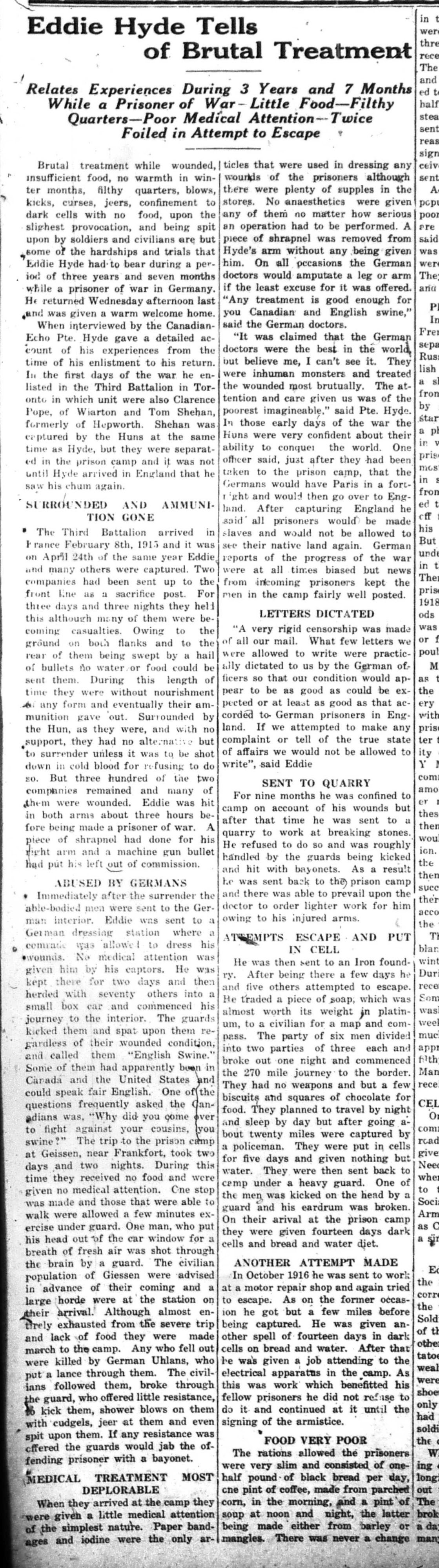 Canadian Echo Wiarton, March 19, 1919 (part 1)